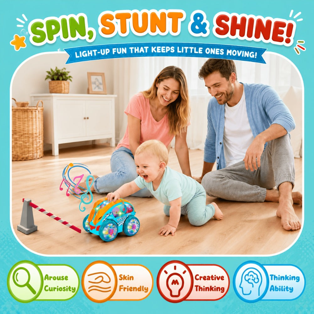 Automatic Dump Truck Toy Car with Colorful LED Lights & Music – Auto Rolling Construction Vehicle Toy for Toddlers Kids Ages 2+, Fun Light-Up Truck Sound Effects, Best Birthday Christmas Gift