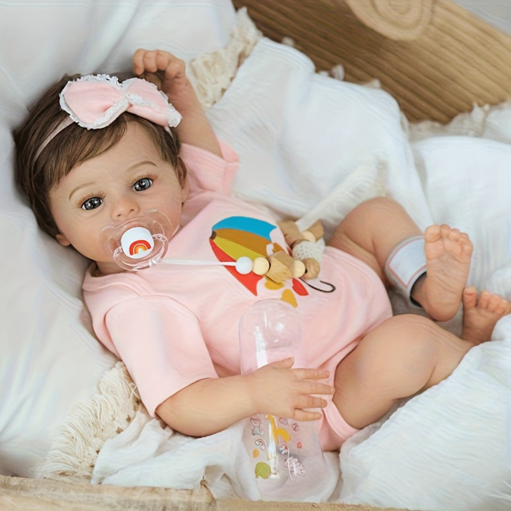 Realistic Newborn Reborn Baby Doll Soft Body Lifelike Hand-Painted Skin Infant Toy Nurturing Companion Gift for Kids Girls Ages 3+ Birthday Halloween Christmas