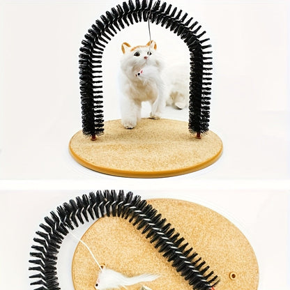 Cat Arch Self-Grooming Toy with Massage Bristles – Interactive Scratch & Groom Station for Cats and Kittens, Stimulating Rubbing Arch, Stress Relief & Hair Removal
