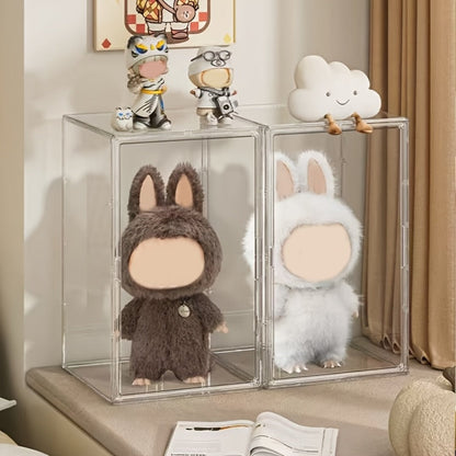Labubu Display Case XXL Acrylic with Magnetic Door – Clear Dust-Free Showcase Box for Labubu Figures Plushies Action Figures Collectibles, Extra Large 1pc or 2pcs