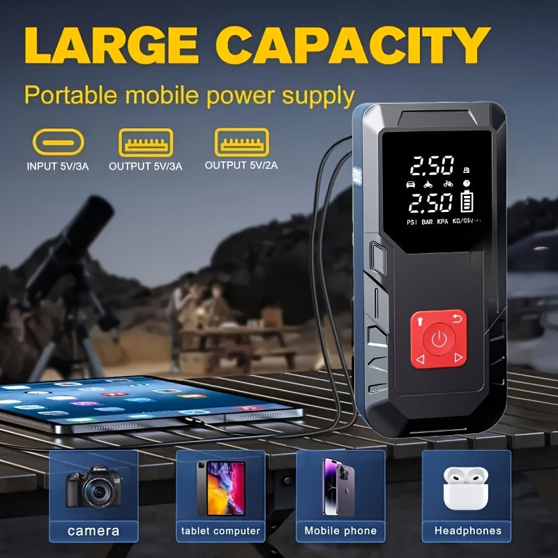 10000A/13000A 9-In-1 Multi-Functional Emergency Jump Starter with Air Pump+10000A Single Start Power Supply 150PSL Portable Car Battery Starter, Portable Vehicle Battery Charger, Suitable for 2.64-Gallery Gasoline Or 2.38-Gallery Diesel Batteries