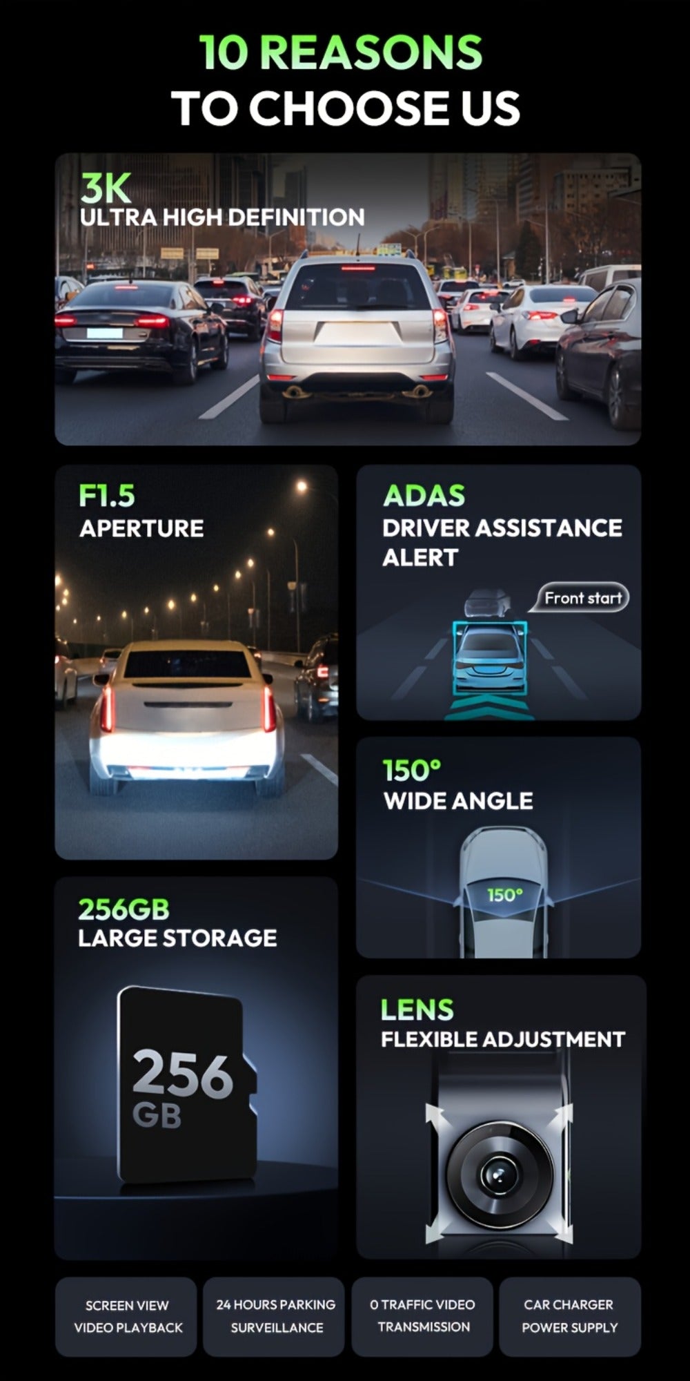 Botslab G300H Pro 3K Dash Cam 140° Wide Angle Built-in WiFi GPS Night Vision Motion Detection Parking Mode WDR Loop Recording Smart Alerts, Optional Hardwire Kit & 32G SD Card