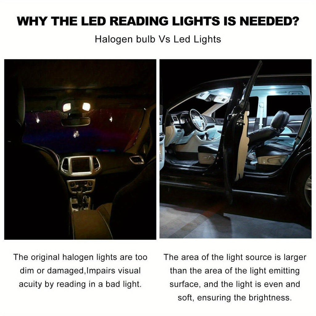 56PCS Car LED Combination Set 12V-T10 Width Indicator Dual Pointed Reading Light, Car Interior Combination LED Map Dome Luggage License Plate Indoor Light Bulb