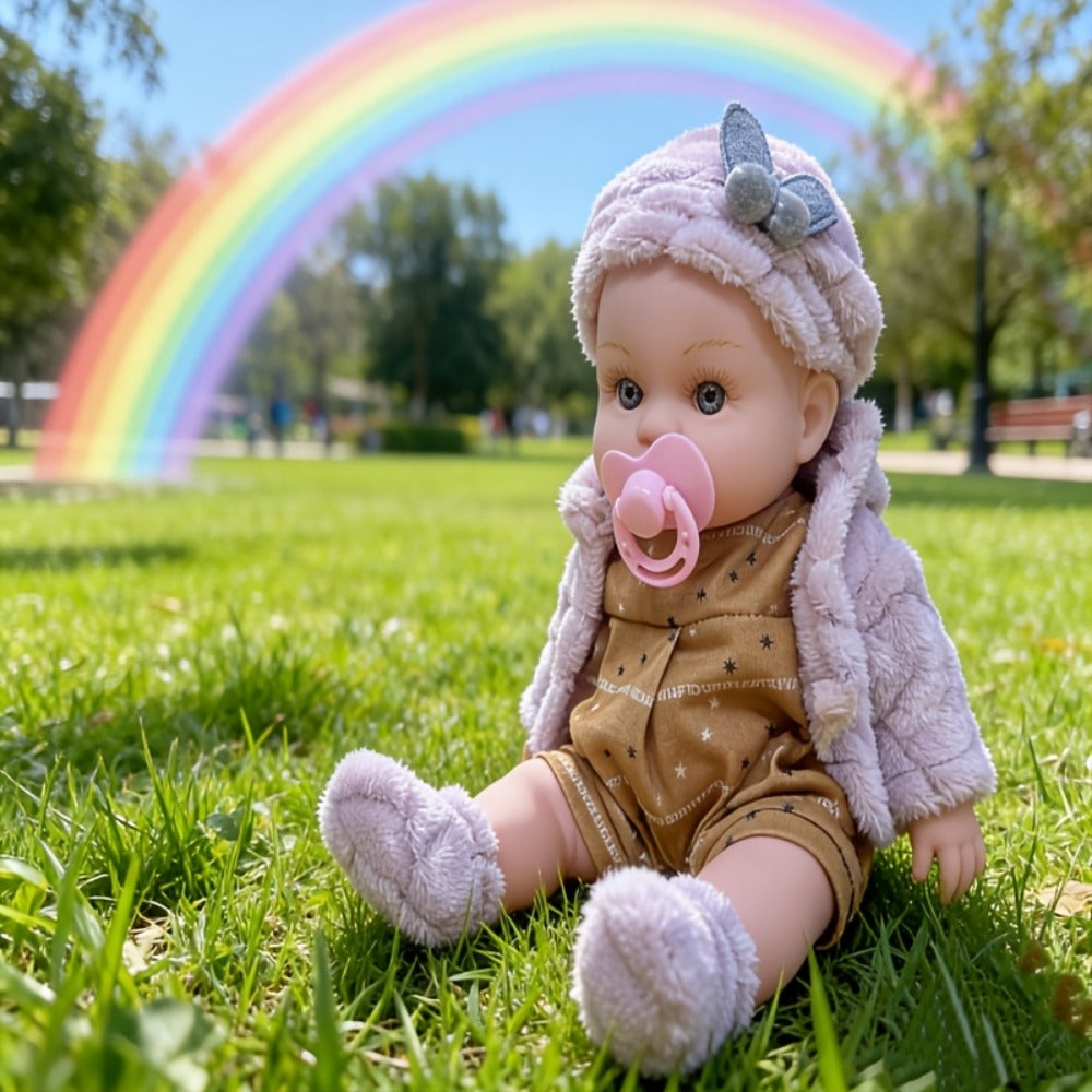 Reborn Baby Doll 12 Inch Lifelike Soft Newborn with Hat Socks & Pacifier Set – Realistic Pink Plush Silicone-Feel Doll Gift for Girls Kids Toddlers Birthday Christmas Valentine's Day Ages 3+