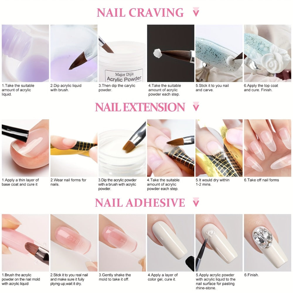 Acrylic Nail Kit with Electric Drill & UV LED Nail Lamp - Complete Professional Starter Set for Beginners with Acrylic Powder Brush Tools All-in-One Nail Extension System