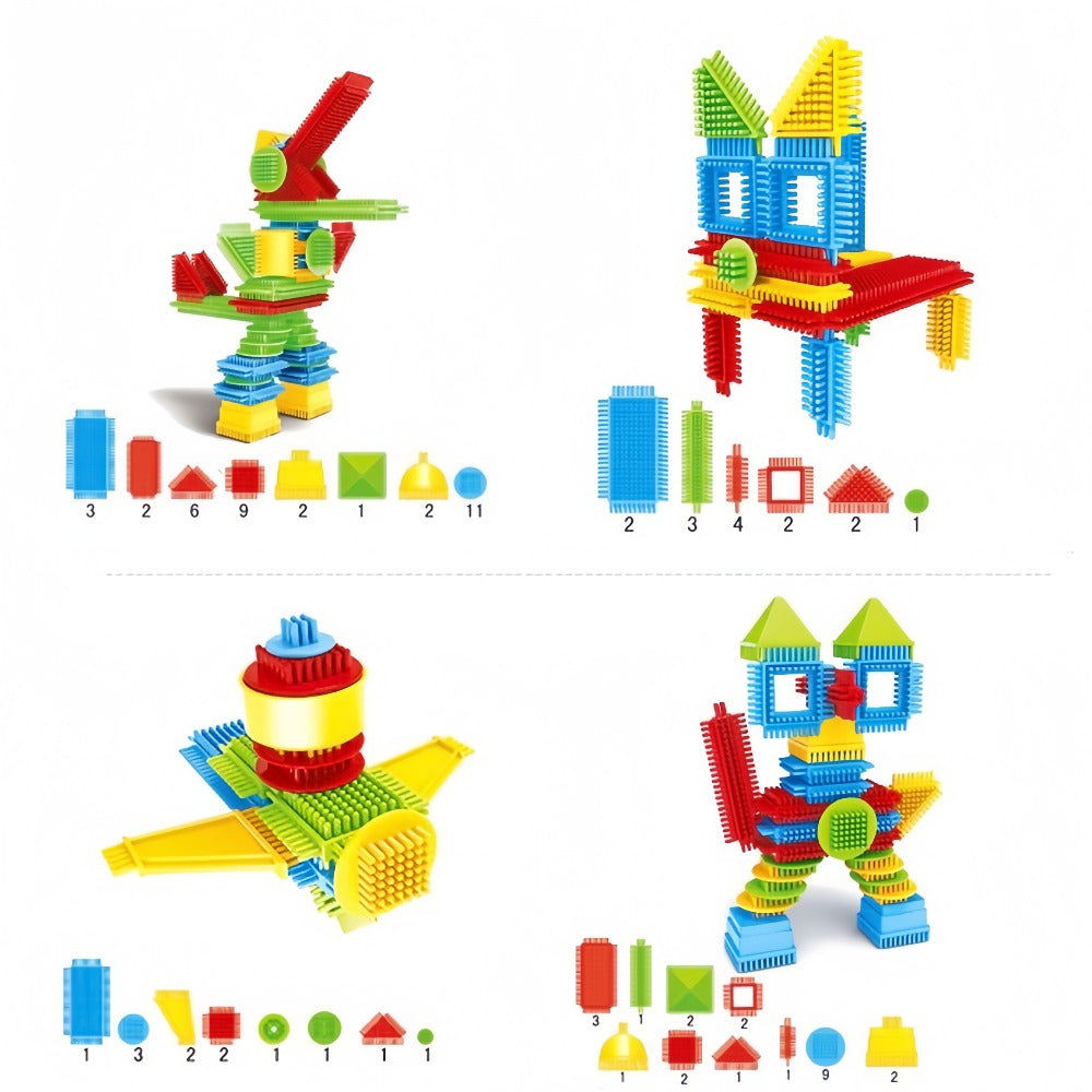 Hedgehog Bristle Blocks for Toddlers 150PCS – Soft Interlocking Brush Building Set, Sensory STEM Learning Toy for Kids Ages 2 3 4 5, Creative Open-Ended Educational Gift for Boys & Girls, Birthday Christmas Holiday