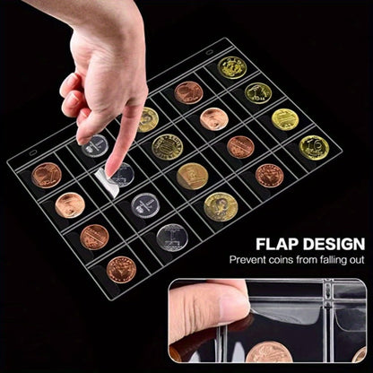 Coin Collection Book with Zipper & Handle 200/320 Pockets – 10/20 Page Coin Storage Album for Currency & Commemorative Coins, Fits 20/25/27/30mm Coins, Black & Blue