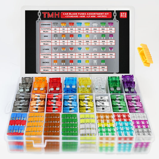372/544pcs Car Fuse Assortment Kit 96 Standard Blade Fuses Automotive 96 Mini Fuses 96 LP Mini 84 Micro2 Fuse 1 Puller for Auto RV Truck Boat (2A 5A 7.5A 10A 15A 20A 25A 30A 35A)