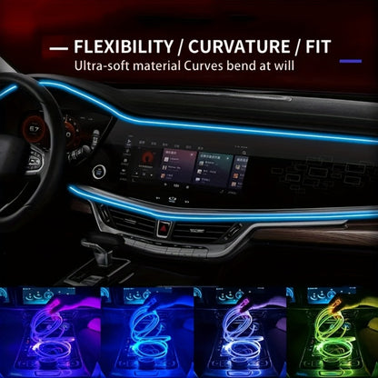 Car Interior Ambient Light Strip 3M, APP Control Music Sync 7-Color LED Atmosphere Lighting Kit for Door Console Dashboard, Rhythm-Reactive Neon Accent Lights for All Vehicles