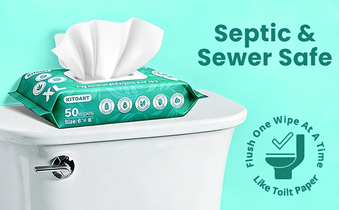 Flushable Wet Wipes Adult XL Unscented No Alcohol Septic Safe Toilet Wipes Portable Family Size for Bathroom Outdoor Camping Travel Hygiene 150 or 300 Wipes 3 or 6 Pack