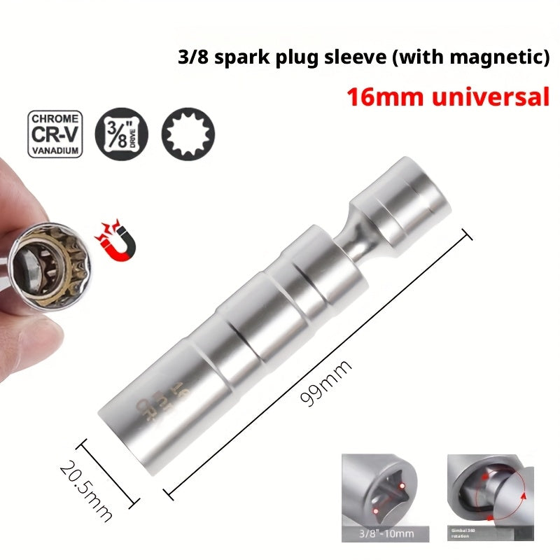 Upgraded 1pc/ 2+ 3pcs Magnetic Universal Spark Plug Socket Tool Set, Includes 0.55In And 0.63In Universal Spark Plug Removal Kit, Vehicle Maintenance Kit Repair Tools, Professional-Grade Tools, Durable Magnetic Sockets
