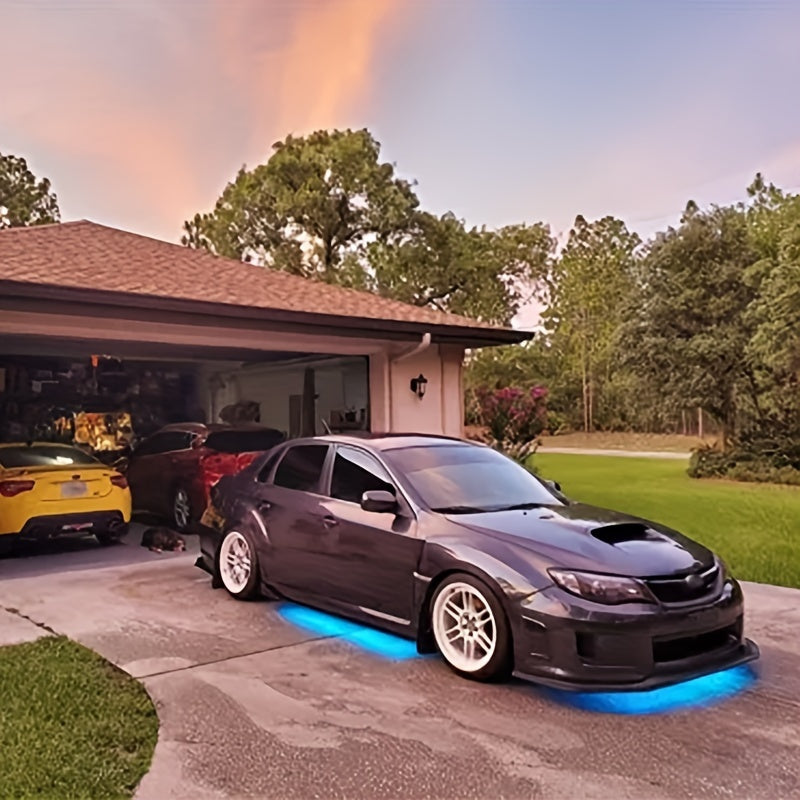 FLYANT Car Neon Accent Strip Lights, RGBIC App-Controlled Underbody Lighting, 16 Million Colors with Wireless Remote, Universal DC 12V for Car Van SUV Truck