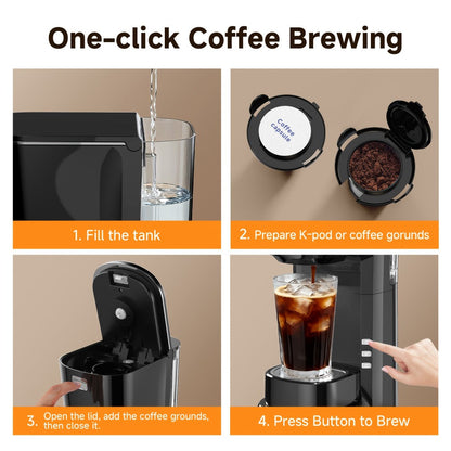 Coffee Maker One-Button Compact Specialty Coffee Machine – Fast Home Brewing, Space-Saving Countertop Design, Barista-Style Results, Available in Black & White