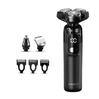 Rotary Shaver for Men 3-in-1 Cordless Rechargeable Electric Razor - Floating Head Wet Dry Shaver, 800mAh Lithium Battery, LED Display, Nose Hair & Sideburns Trimmer, Father's Day Gift