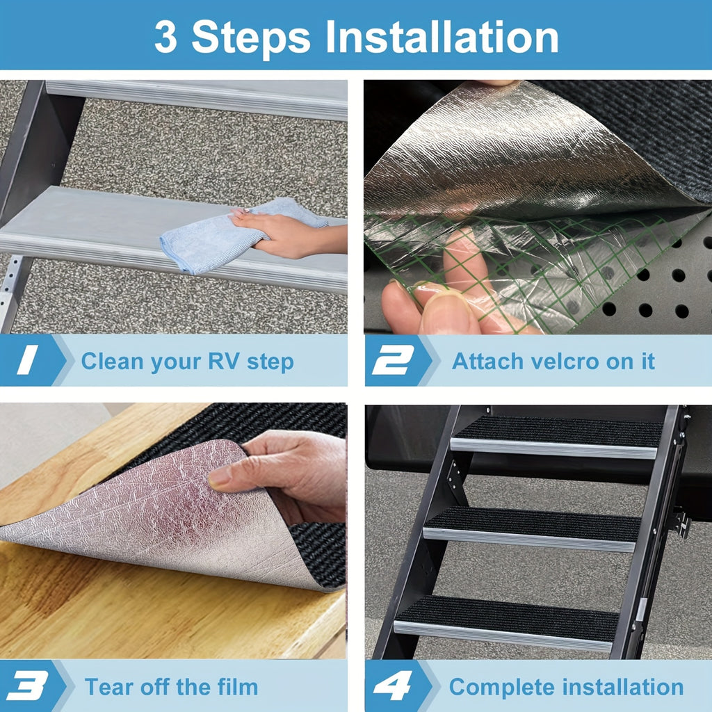 RV Step Covers3/ 4 Pack, Camper Step Covers, Outdoor Stair Mat Camper Stairs Carpet Keep Your RV Cleaner with Our Stair Carpet