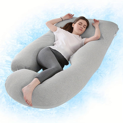62-Inch J-Shaped Pregnancy Pillow - Velvet-Look Full-Body Design