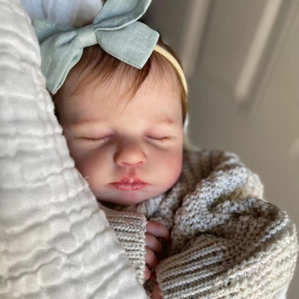 3D Skin Cloth Body Reborn Baby Doll 20 Inch Visible Veins Hand-Rooted Hair Sleeping Newborn Soft Vinyl Limbs ASTM Certified – Lifelike Huggable Baby with Clothes Pacifier Bottle Gift for Kids Birthday Christmas
