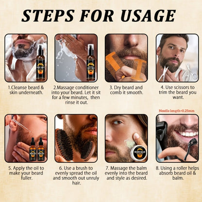 Beard Oil & Balm Grooming Kit for Men — 9-Piece Complete Beard Care Set with Conditioner Wash Brush Comb Clippers Travel Pouch, Beard Pen Option, Birthday Father's Day Gift