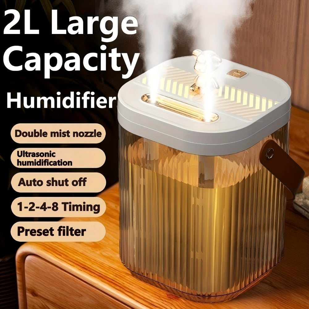 Cool Mist Humidifier for Bedroom & Large Room – 2L Top-Fill, 40-Hour Runtime, 26dB Ultra-Quiet, Auto Shut-Off, Easy to Clean, Whole House Humidifier for Plants, Baby Room & Home, White & Green