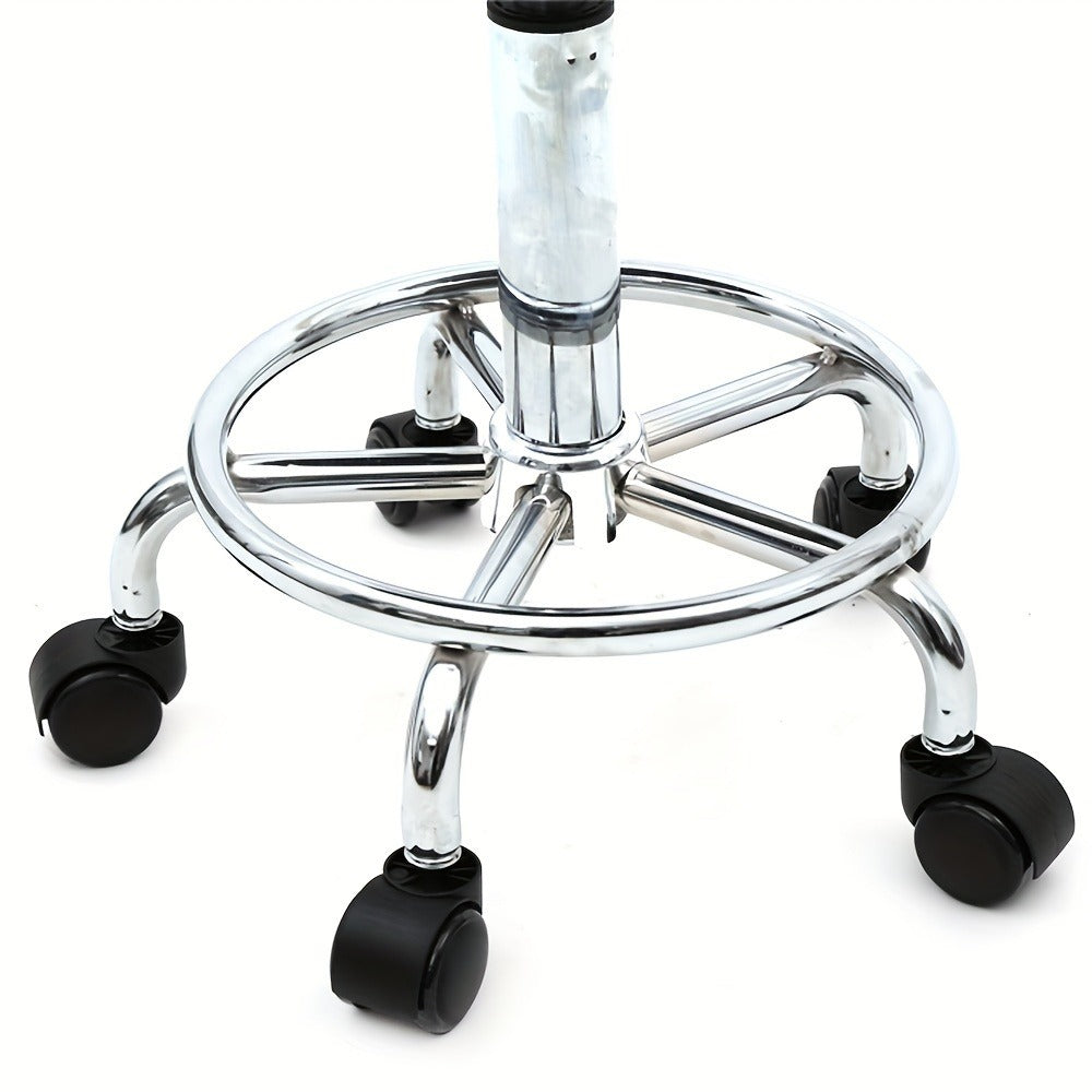 PU Leather Salon Stool with Back & 360° Swivel – Adjustable Height 18.9"-22.8" Round Cushion Chrome Base White Salon Chair for Nail Tech, Esthetician & Beauty Studio