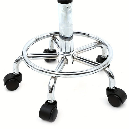 PU Leather Salon Stool with Back & 360° Swivel – Adjustable Height 18.9"-22.8" Round Cushion Chrome Base White Salon Chair for Nail Tech, Esthetician & Beauty Studio