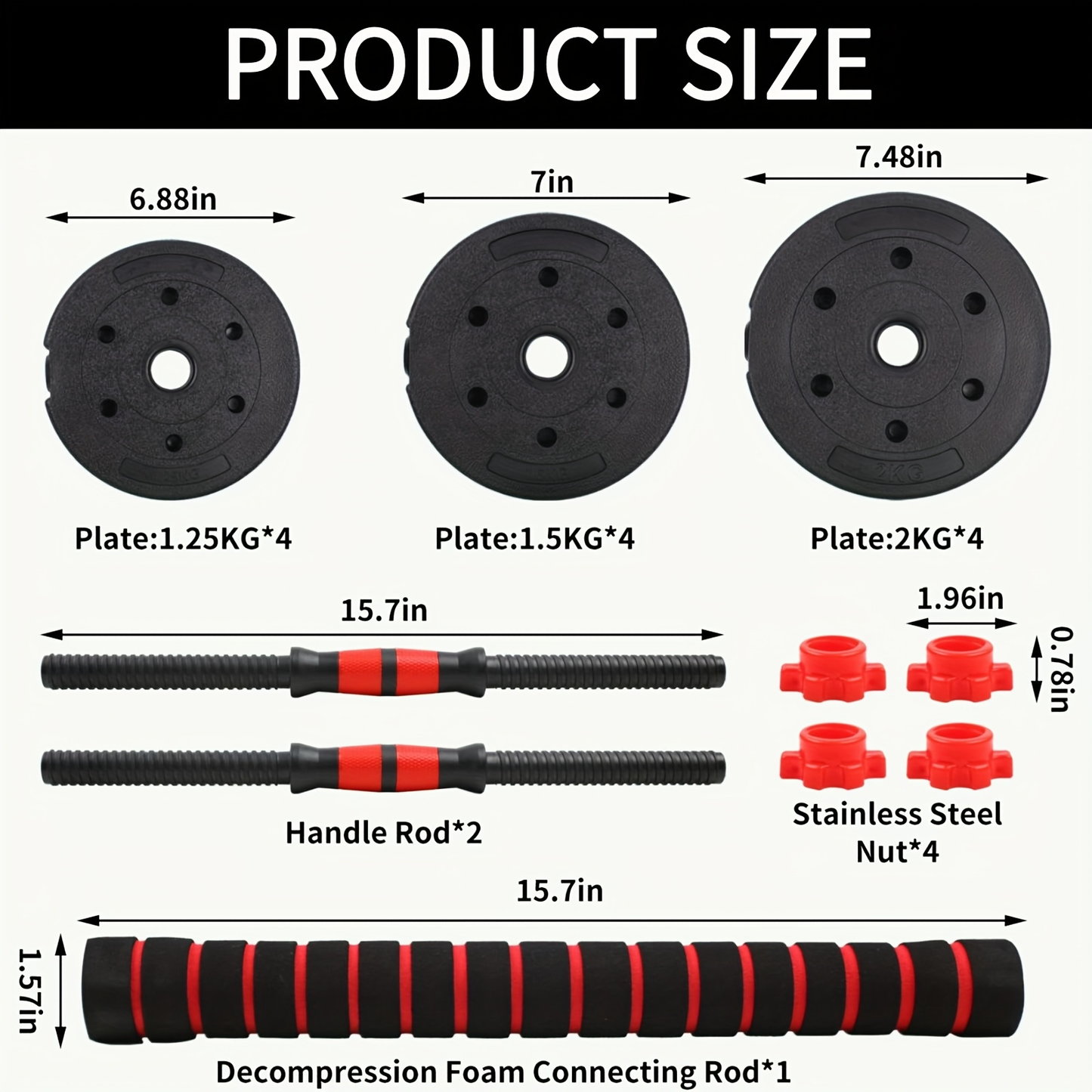 Adjustable Dumbbell Set 44lb | Men Women Free Weight Barbell with Thick Connecting Bumper Plates | Home Gym Strength Training Equipment Combo for Fitness Workout Black