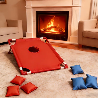Portable Bean Bag Toss Game Set – 2 Foldable Boards & 12 Bean Bags, Outdoor Party Backyard Camping Game for Kids & Adults | Red & Blue | No Battery Required