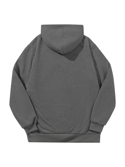 Men's Solid Color Hoodie - Long Sleeve Relaxed Fit