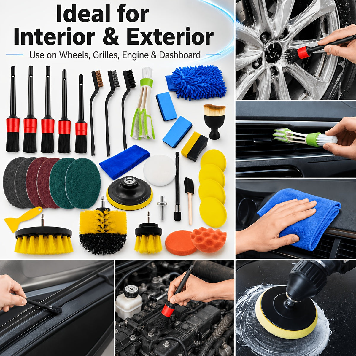 Car Detailing Brush Set The Ultimate Auto Cleaning Kit for Vents Gaps Maintenance Car Air Outlet Detail Clearance Brush