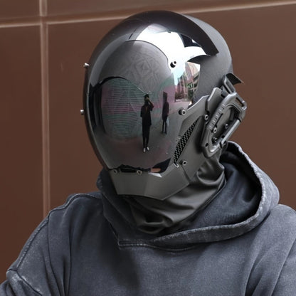 Cyberpunk Mask Futuristic Black for Adults & Teens – Sci-Fi Face Covering for Halloween Rave Club LARP Stage Cosplay, Dystopian Costume Prop & Collectible Gift, Unisex