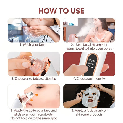 Blackhead Remover & Facial Steamer Combo - Pore Cleansing Home Spa Beauty Device for Dry Skin, Nose & Face Care, Unisex Skin Care Tool - Basic, Deluxe & Flagship Models, Great Gift Idea