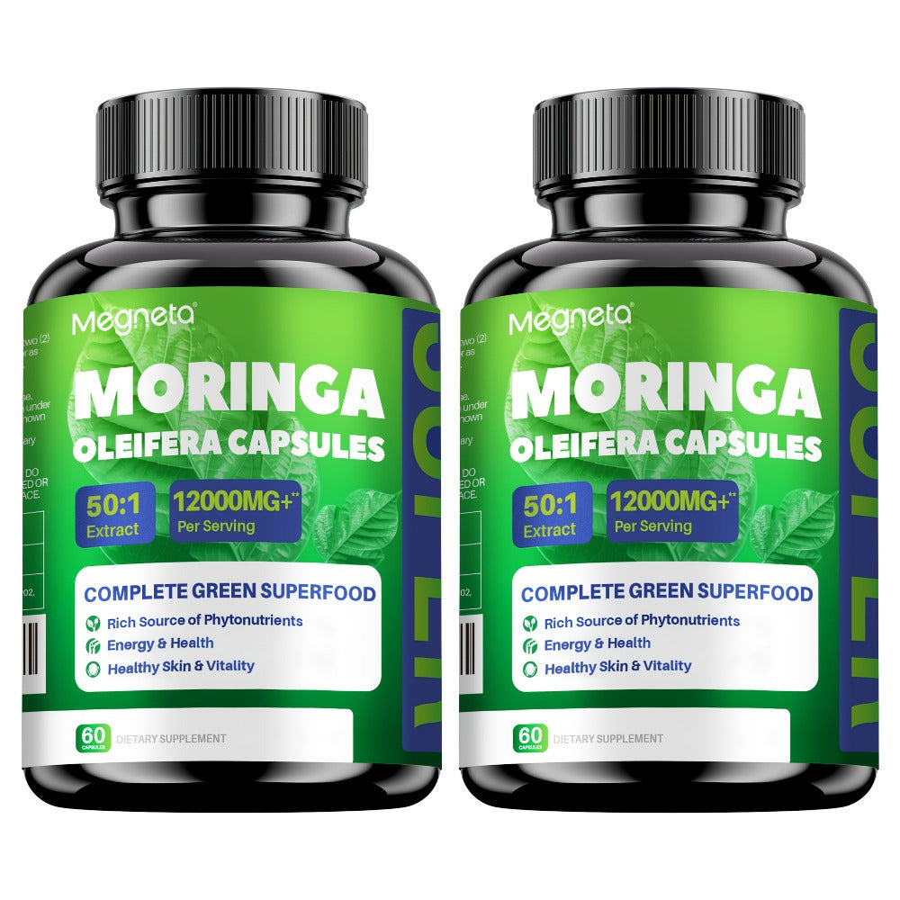 Organic Moringa 12000mg Capsules - Pure Superfood Supplement for Energy, Skin Health, Gut Health & Immune Support - Antioxidant-Rich Plant-Based Daily Wellness Capsules 60 Count