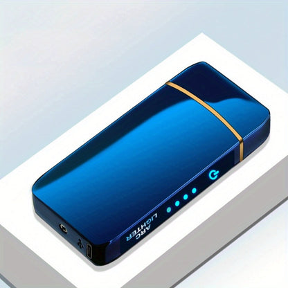 Electric Plasma Lighter USB Rechargeable – Windproof Dual Arc, LED Power Display, Touch Induction | Compact Metal Design for Outdoor Camping, Hiking & Survival | 2 Colors & 6 Styles