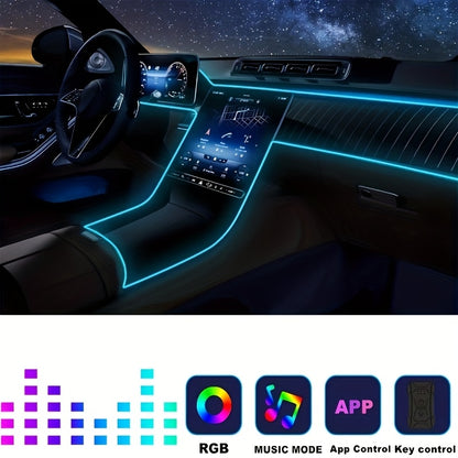 118-inch RGB Automotive Interior Lighting Kit - USB Power Supply, App Control, with Music Synchronization And Fiber Optic, Suitable for Dashboard And Car Doors, Battery-free, Enhancing The Overall Atmosphere Of The Car