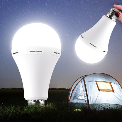 Rechargeable Emergency LED Light Bulb 12W 6500K 2000mAh with Polished Metal Finish – Spherical Design Half-Flip Installation Backup Battery Bulb for Camping Hiking Indoor Outdoor Power Outage, 4 Pack