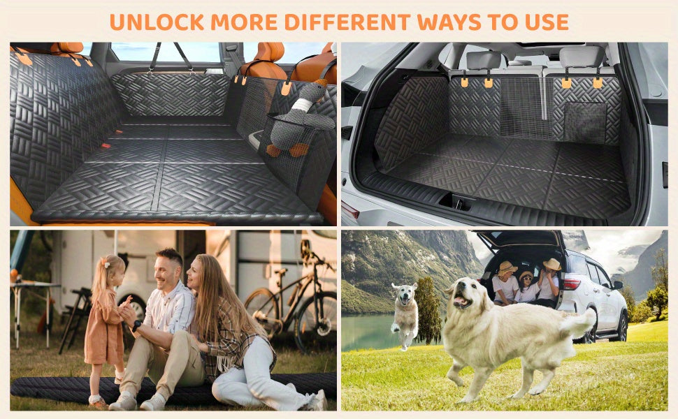 Dog Car Seat Cover for Back Seat, Hard Bottom Back Seat Extender for Dogs, Car Seat Cover, Dog Car Seat, Dog Hammock for Car, Car Seat Protector, Dog Seat Cover for Back Seat- Supports 400lbs, Back Seat Pet Cover, Dog Hammock for Car SUV And Trucks