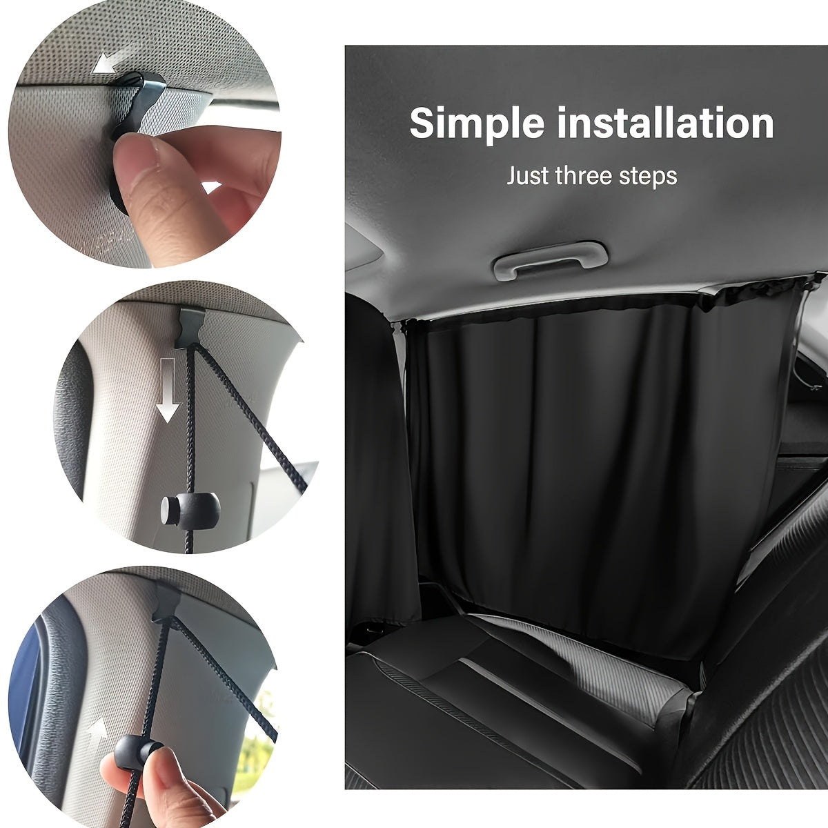 4pcs Car Privacy Curtain Set, Oxford Material, with Rear Seat and Side Window Drapes, Storage Pockets for Sedans and SUVs, Car Curtains