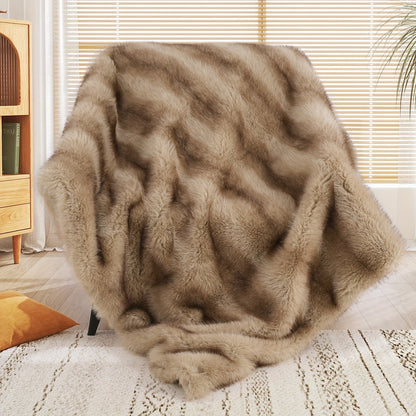 Faux Fur Throw Blanket 1060GSM Luxury - Super Soft Reversible Plush Mink Blanket for Bed Couch Sofa, Oversized Heavy Weight Cozy Blanket, Leopard Animal Print & Solid Colors, Throw & Twin Size