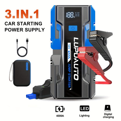 3000A Jump Starter, Portable Car Battery Jump Starter for Up to 2.38gal Gas & 1.85gal Diesel Engines, Car Battery Booster Pack with Built-in LED Light