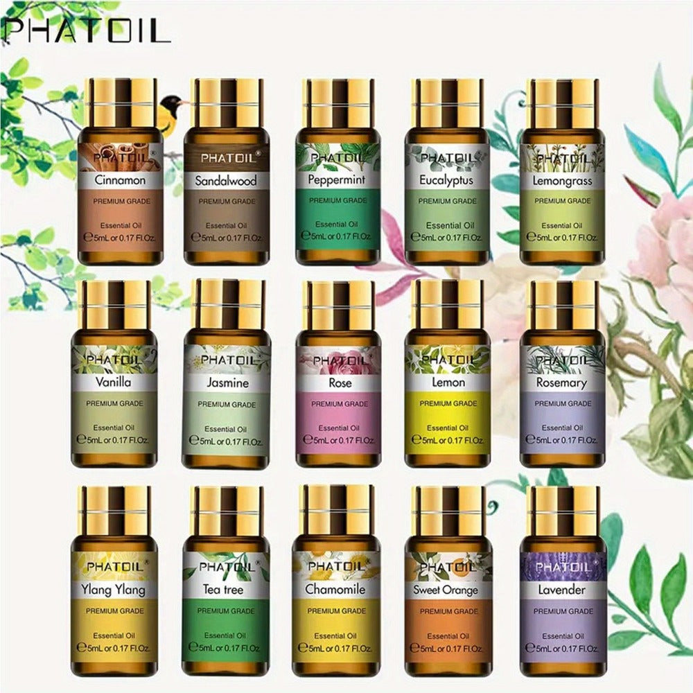 Essential Oil Kit 15pcs – 5ml Aromatherapy Gift Set for Diffuser, Humidifier & Candle Making | Mother's Day, Christmas, Valentine's Day Gift