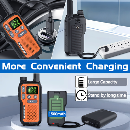 Long Range Walkie Talkies for Adults, BAOFENG 22 FRS Channels LCD Display VOX Hands-Free, USB-C Rechargeable Li-ion Battery, 2-3 Mile Range, for Hiking Camping Family Outdoor Emergency