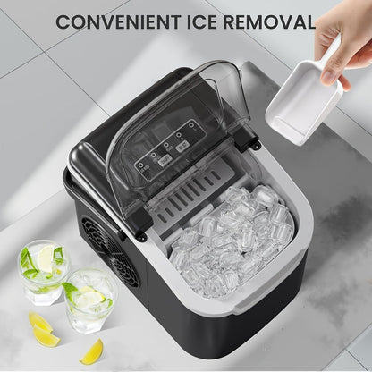 Bullet Ice Maker – 26 Lbs Daily Countertop Ice Machine, Self-Cleaning, Includes Ice Scoop & Basket, Available in Green, White, Black & Grey, Perfect Holiday Gift for Home & Kitchen