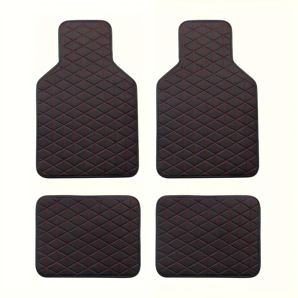 Universal PU Leather Car Floor Mats 4Pcs Set, Non-Slip Backing Waterproof Auto Floor Liners For Cars, SUV, Sedan, Truck, Van, Black