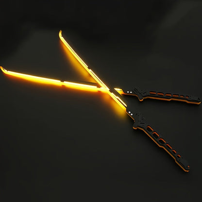 LED Cyberpunk Katana Prop 80cm Acrylic Luminous – 1:1 Scale Sci-Fi Glowing Sword for Cosplay Halloween Masquerade Party Display Collectible Blunt Safe Red Orange Green