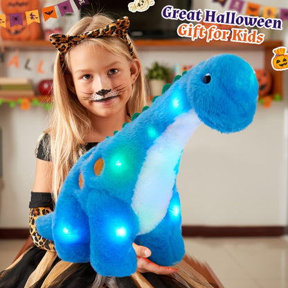 Dinosaur Stuffed Animal Plush Glowing Blue Dino with Music LED Light Up Soft Toy Glow in the Dark Birthday Gift for Kids Boys Girls Dinosaur Lovers