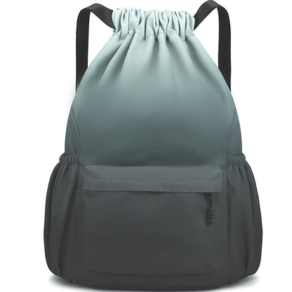 Drawstring Backpack Gym Bag – Large Capacity Nylon Cinch Sack with Strap Pocket, Lightweight Training & Outdoor Travel Bag for Men Women | 4 Gradient Colors