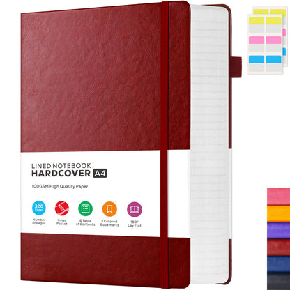 A4 Hardcover Lined Journal Notebook 320 Pages, Faux Leather College Ruled Notebook with 100GSM Thick Pages, 8.5x11 Large Writing Journal for Women Business School