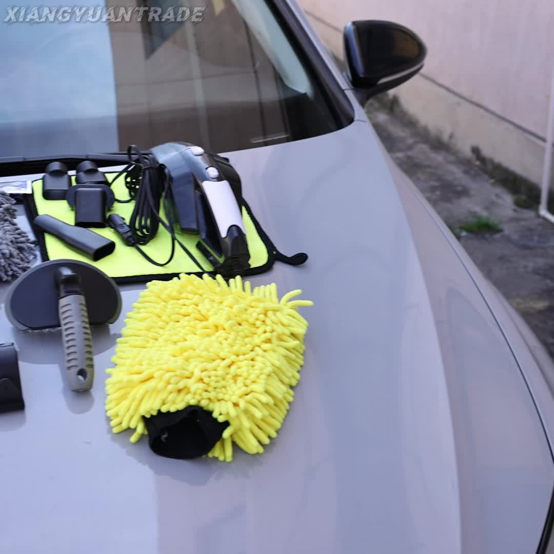 19pcs/41pcs Car Cleaning Wash Interior Detailing Cleaner with High Power Handheld Vacuum, Collapsible Bucket, Windshield Tool, Clean Snow Shovel, Tire Brush, Complete Car Care Tools
