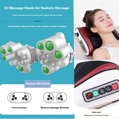 Shiatsu Neck & Back Massage Pillow – Bidirectional Rotating Deep Tissue Kneading Cervical Massager for Pain Relief, Electric Massage Pillow for Neck Shoulder & Back, Gift for Mom Dad Men Women