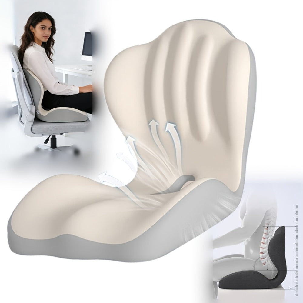 Hip & Lumbar Support Seat Cushion Ergonomic Memory Foam – Breathable High-Density Back Support Pillow for Office Chair, Car Seat & Long Sitting, Daily Use or Gift